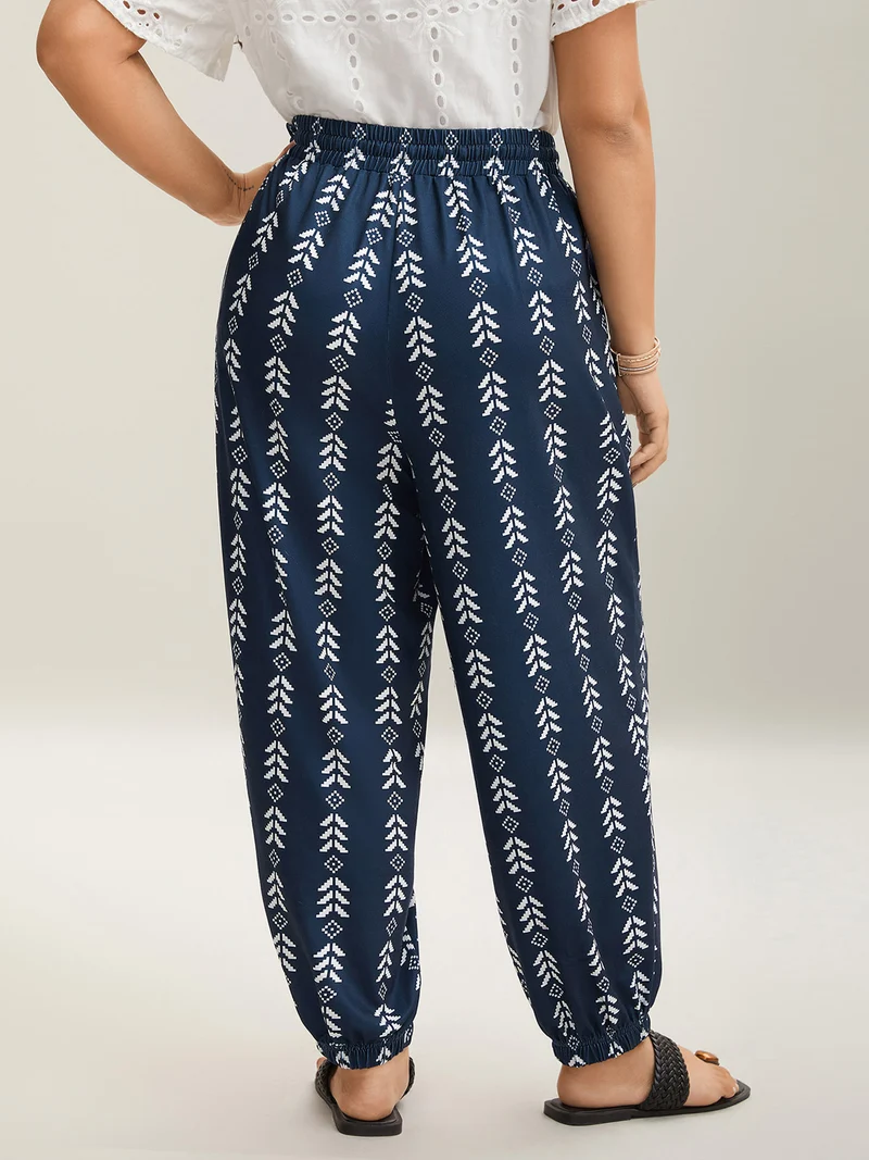 Boho Geometric Print Stretchy Waist Pants