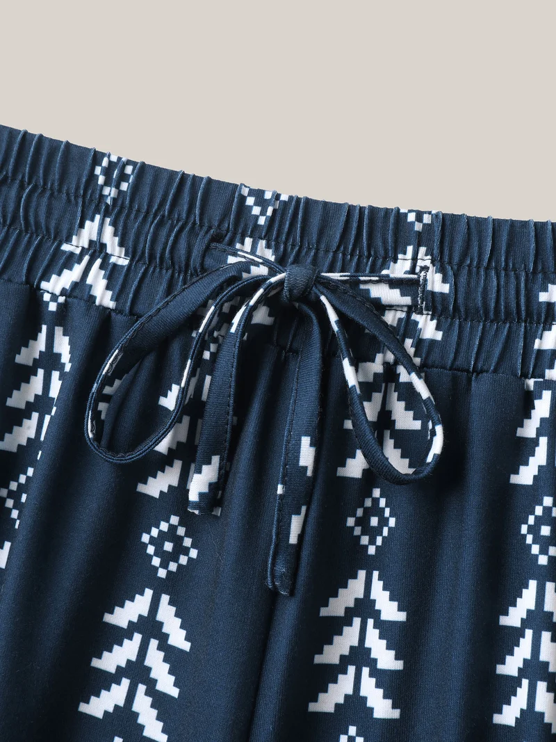 Boho Geometric Print Stretchy Waist Pants