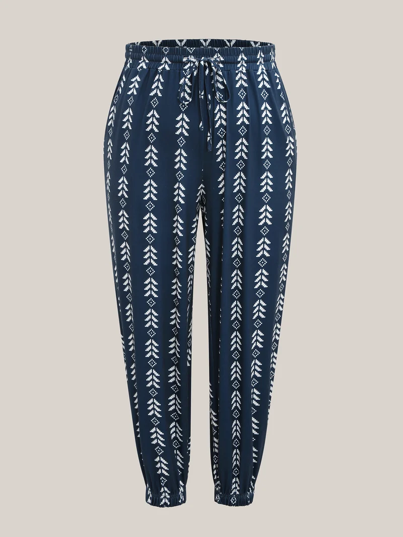 Boho Geometric Print Stretchy Waist Pants