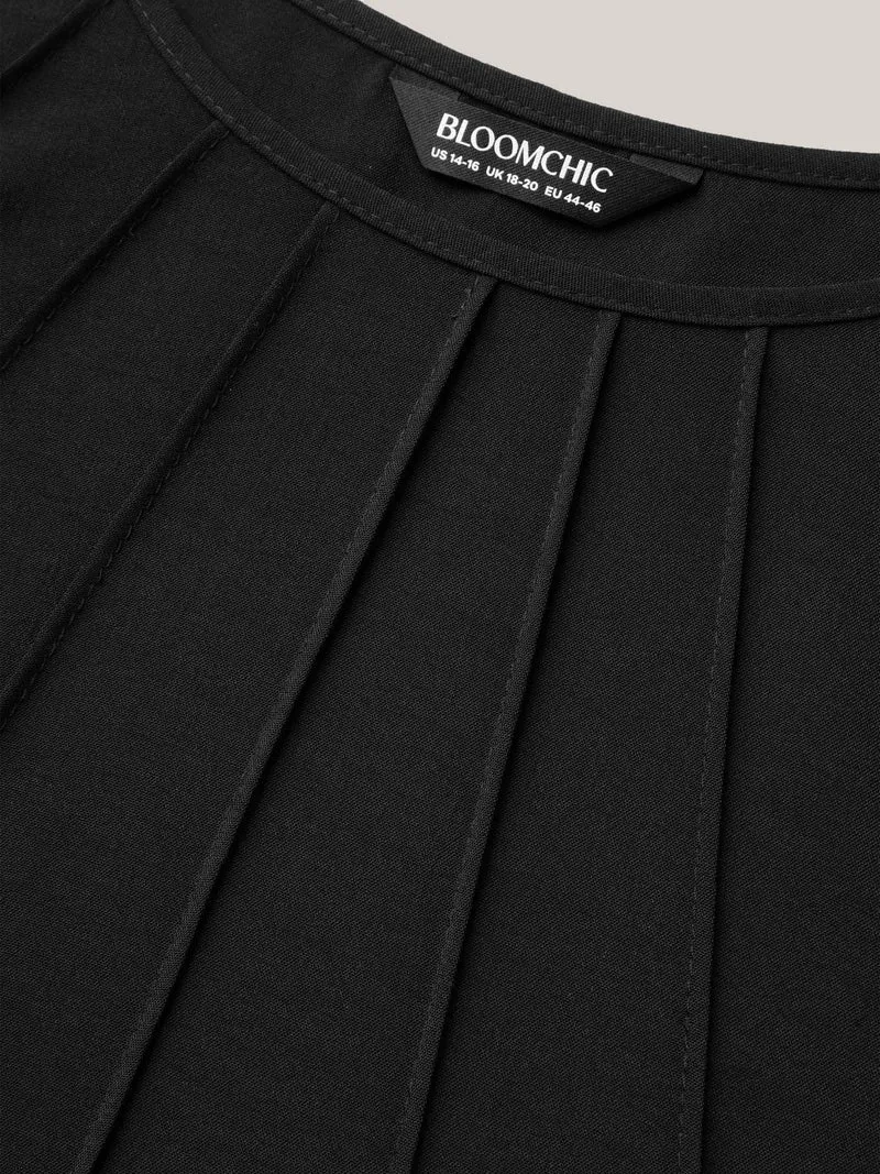 Toothpick Pleat Layered Flutter Sleeve Blouse