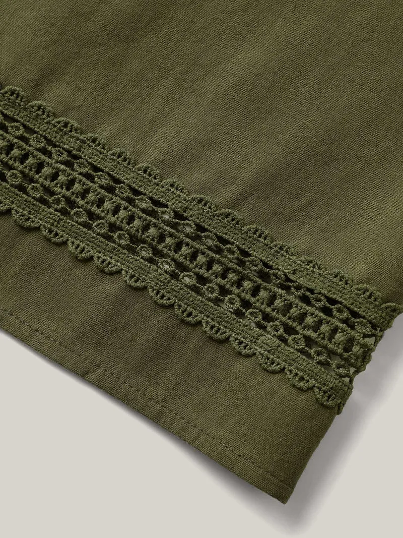Drawstring Lace Detail Wide-Leg Pants