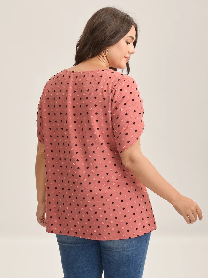 Textured Color Contrast Petal Sleeve Blouse
