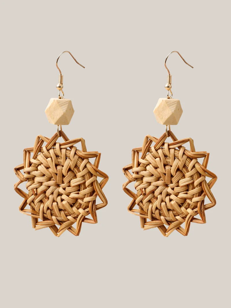 Sunshine Straw Vacation Drop Earrings