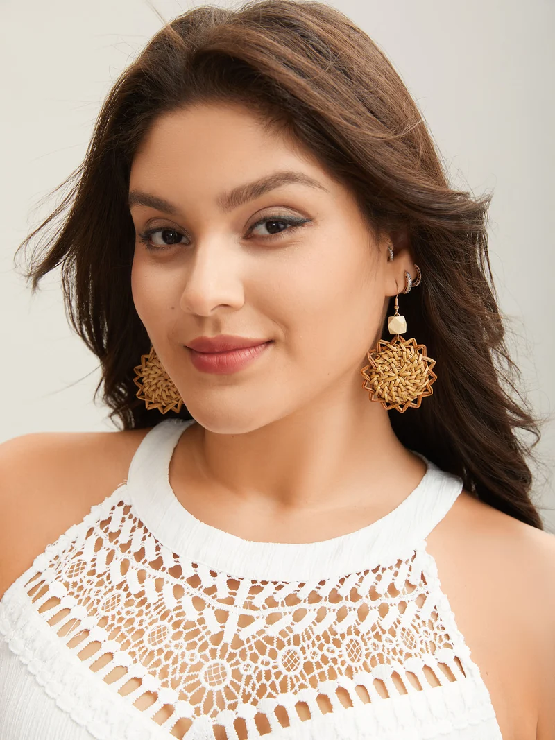 Sunshine Straw Vacation Drop Earrings