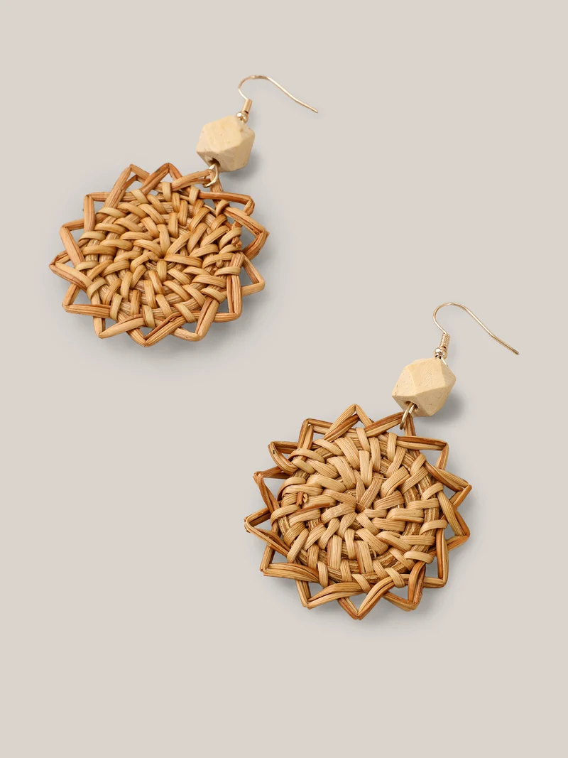 Sunshine Straw Vacation Drop Earrings