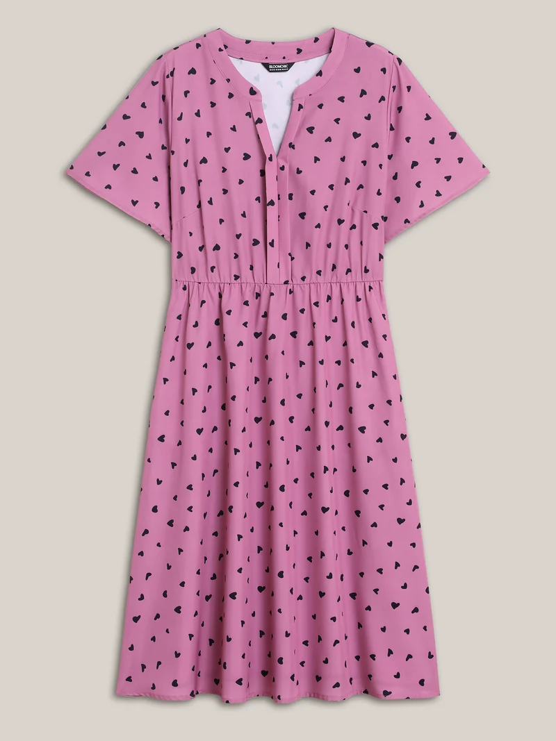 Ruffled Sleeve Printed Pockets Midi Dress