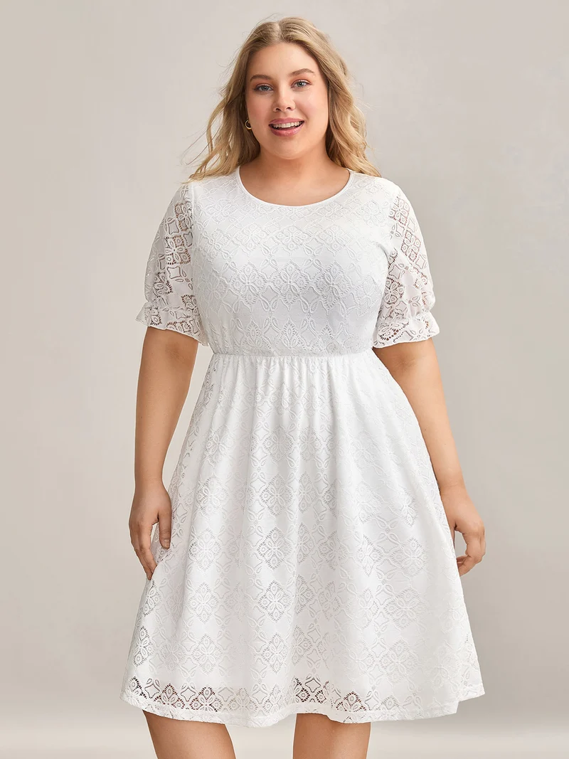 Textured Ruffled Sleeve Pockets Midi Dress