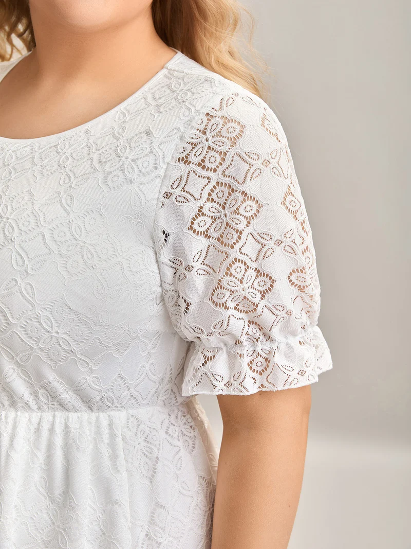 Textured Ruffled Sleeve Pockets Midi Dress