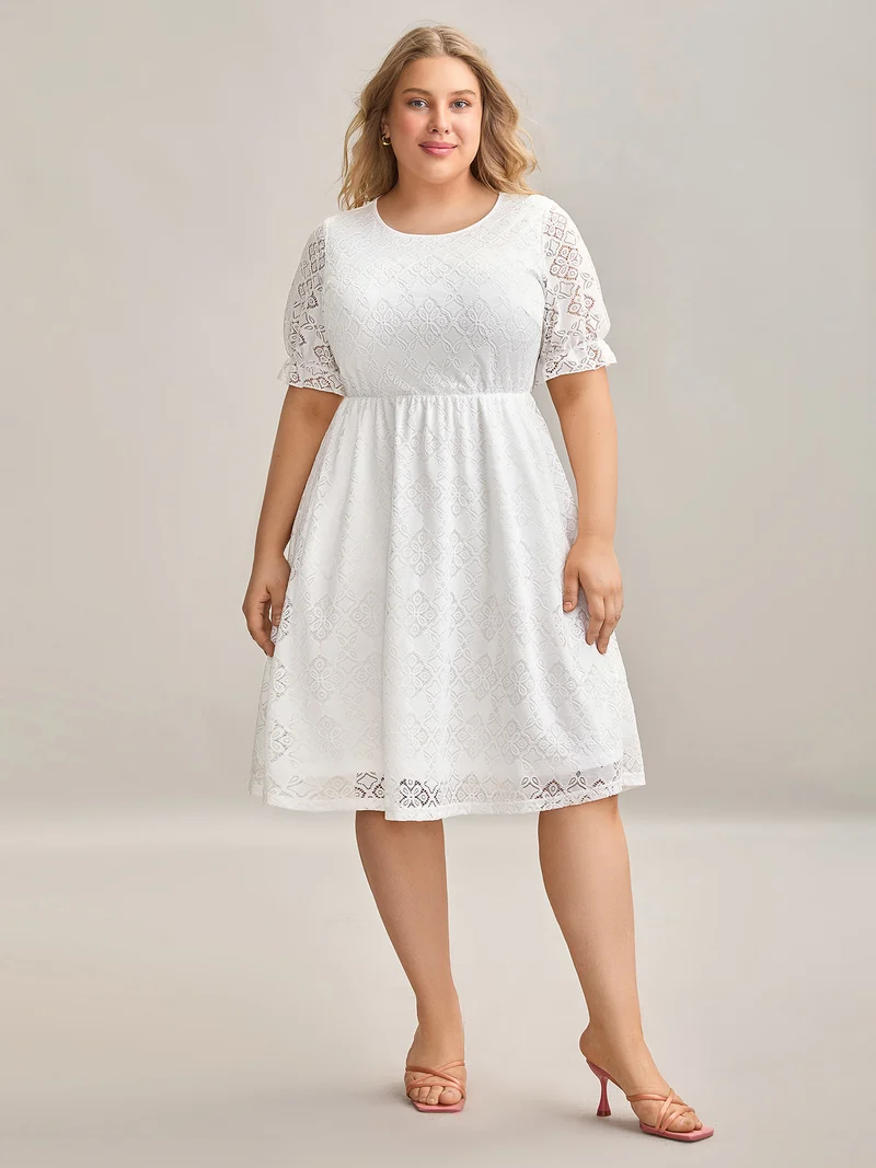 Textured Ruffled Sleeve Pockets Midi Dress
