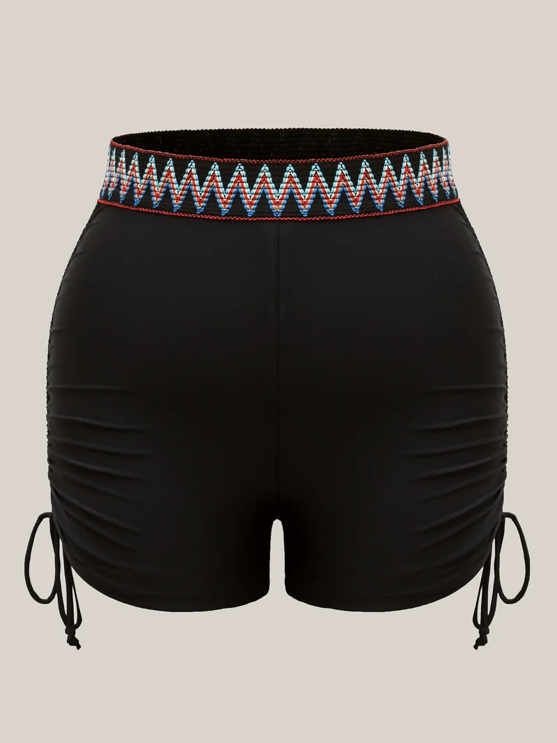 Multi-Color Webbing Side Drawstring Swim Bottoms