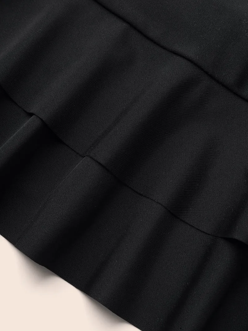 Ruched Front Layered 2-in-1 Asymmetrical Hem Swim Dress