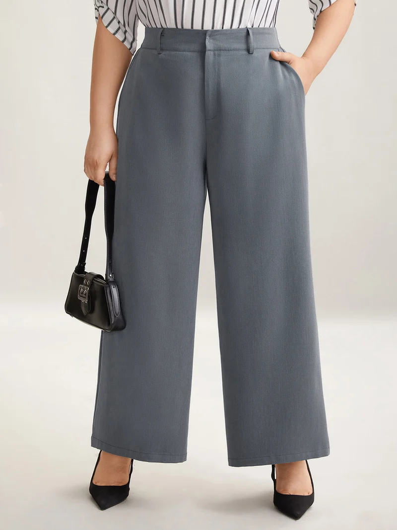 Heathered Stretchy Waist Wide-Leg Pants
