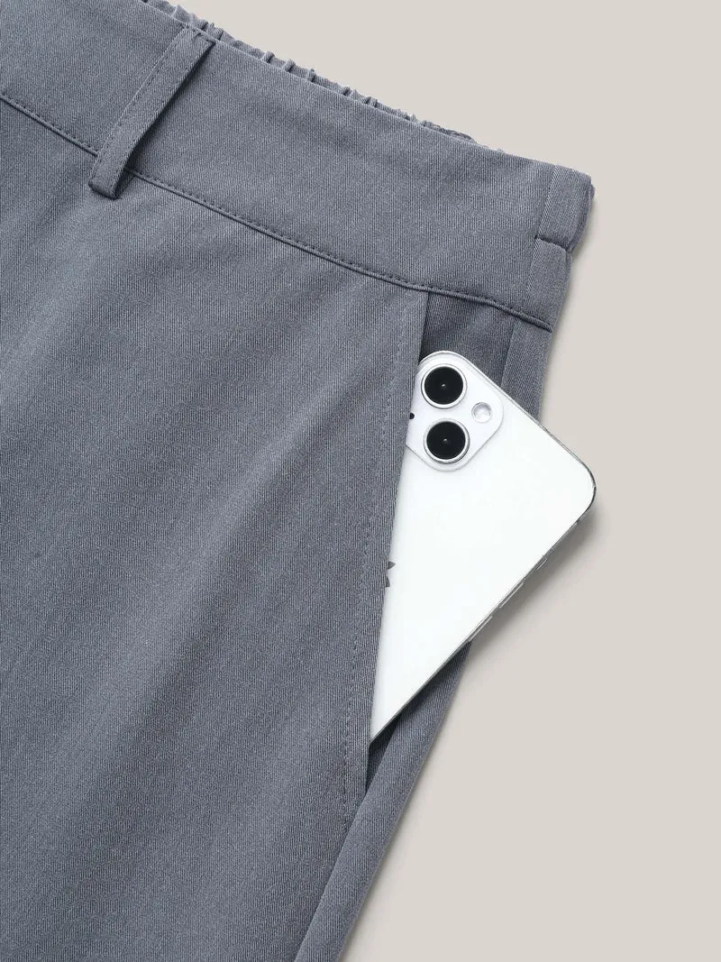 Heathered Stretchy Waist Wide-Leg Pants