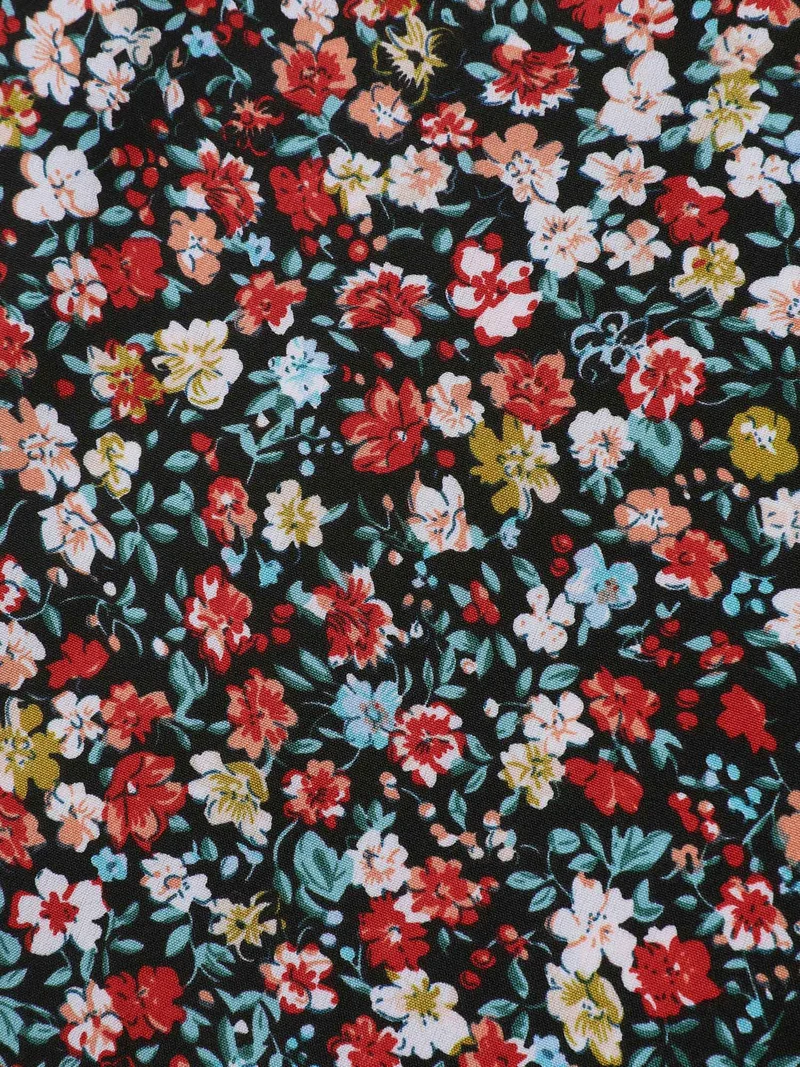 Floral Print Stretchy Smocked Waist Mini Skirt