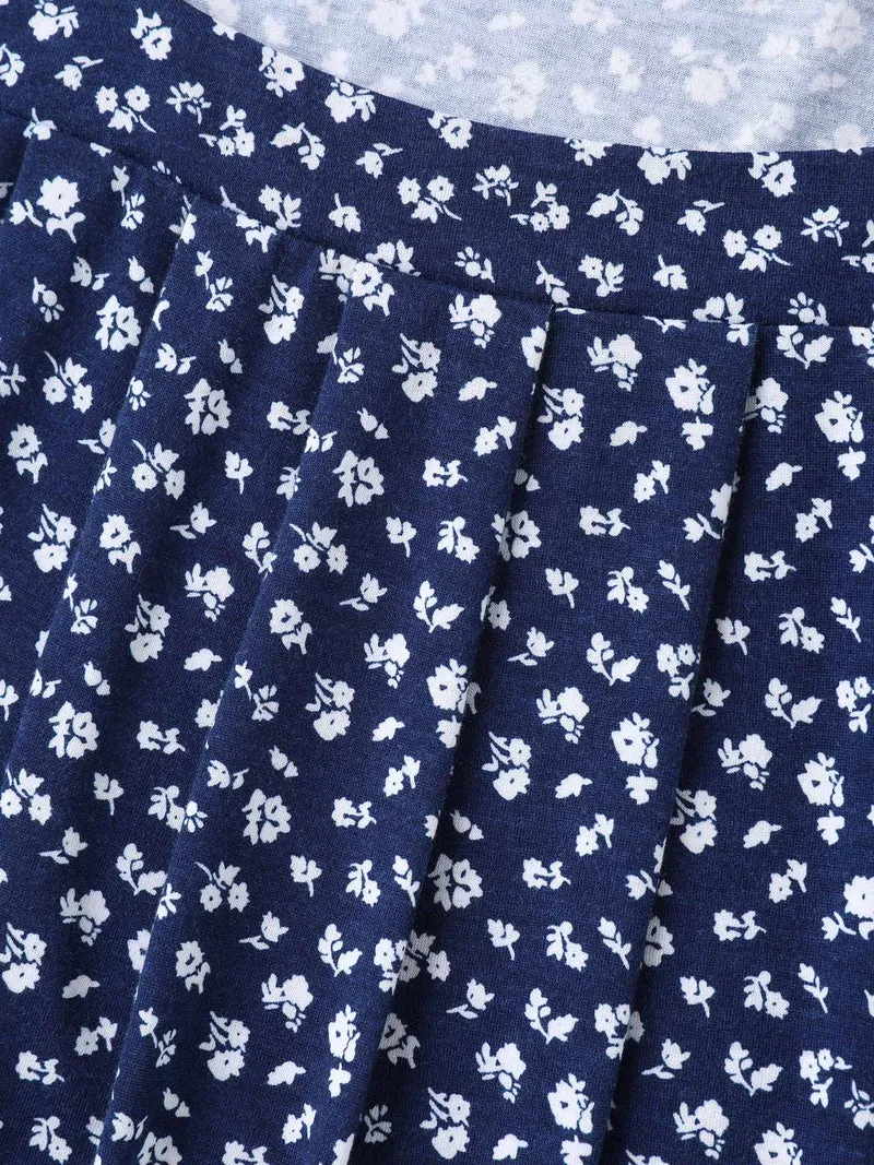 Ditsy Floral Print Square-Neck T-Shirt