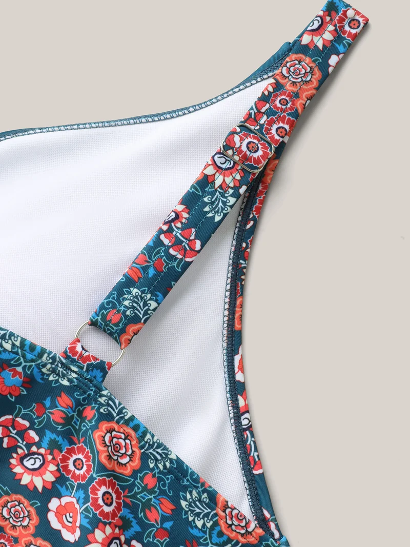 Boho Print Ruched One-Piece Swimsuit
