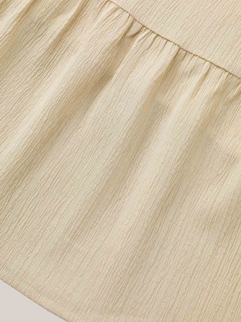 Textured Stretchy-Waist Tiered Midi Dress