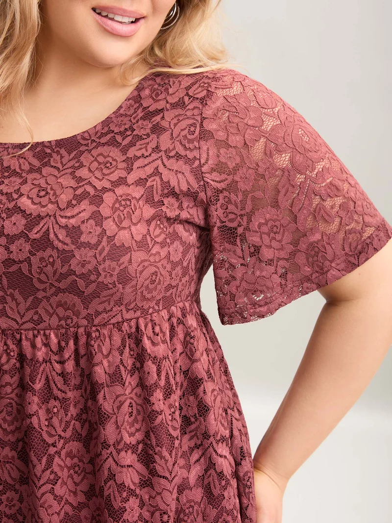 Lace Round Neck Babydoll Top