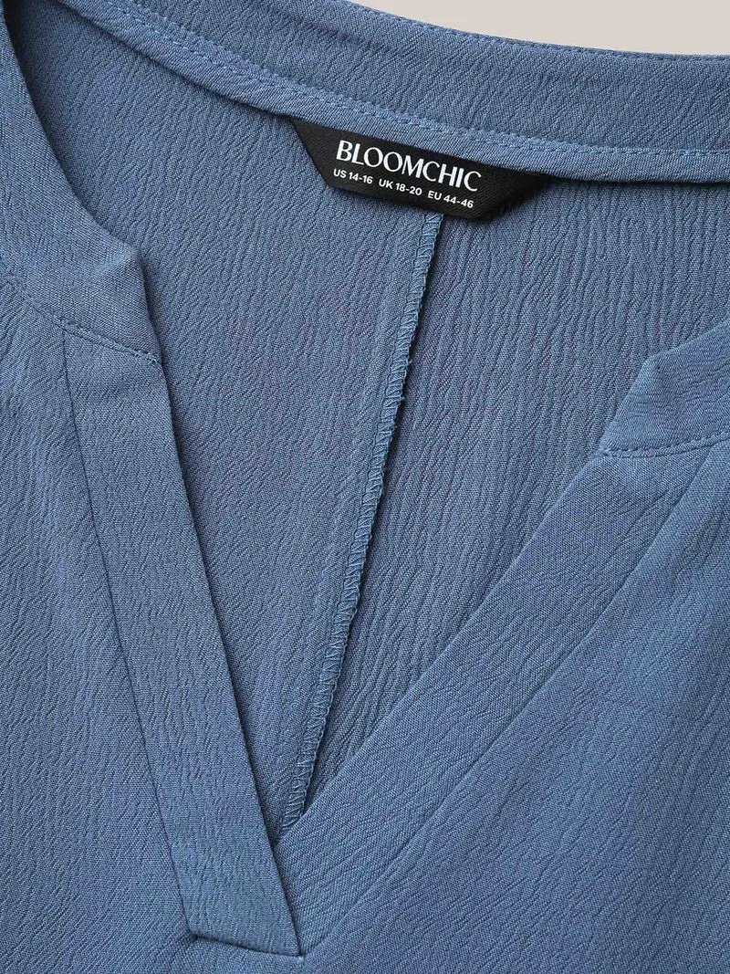Rayon Dolman Sleeve Notched Collar Blouse