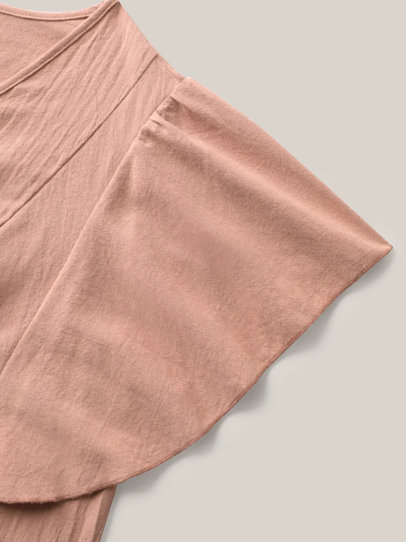 Pure Cotton Flutter Sleeve V-Neck Blouse