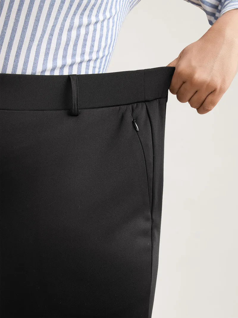 Stretchy Waist Zipper Pocket Flared Pants