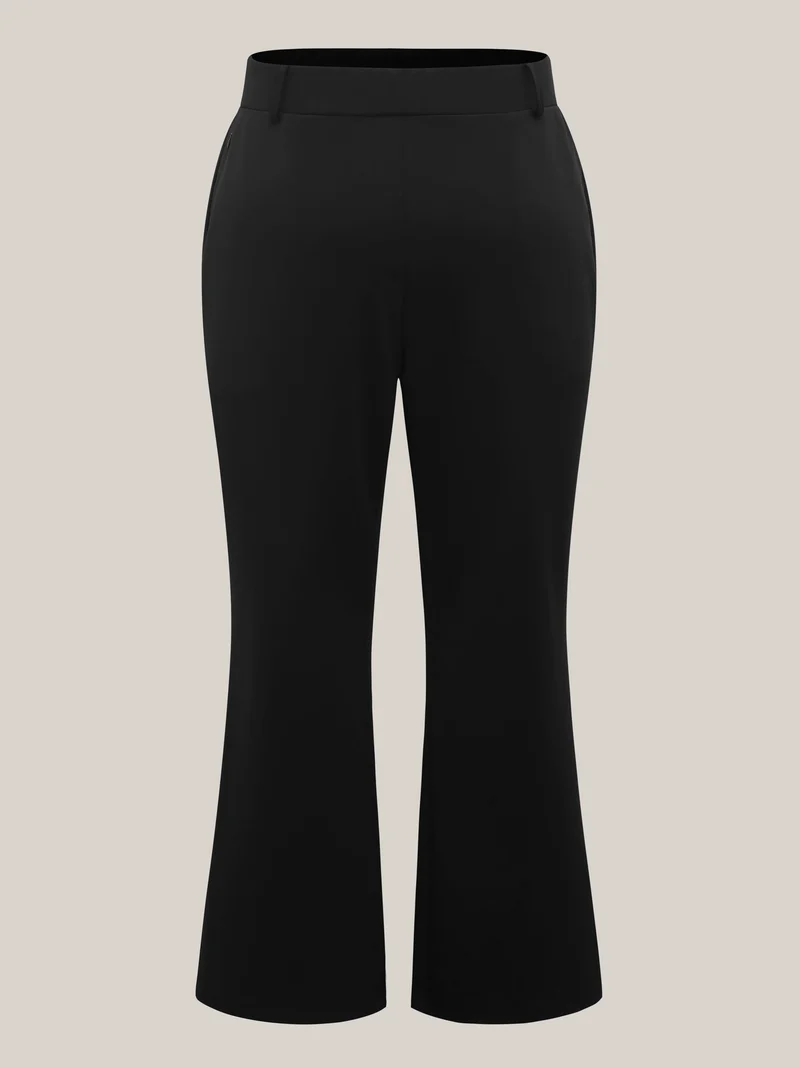 Stretchy Waist Zipper Pocket Flared Pants