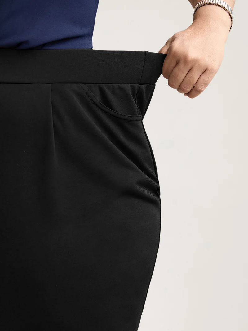 Pleated Stretchy Waist Skinny-Fit Pants