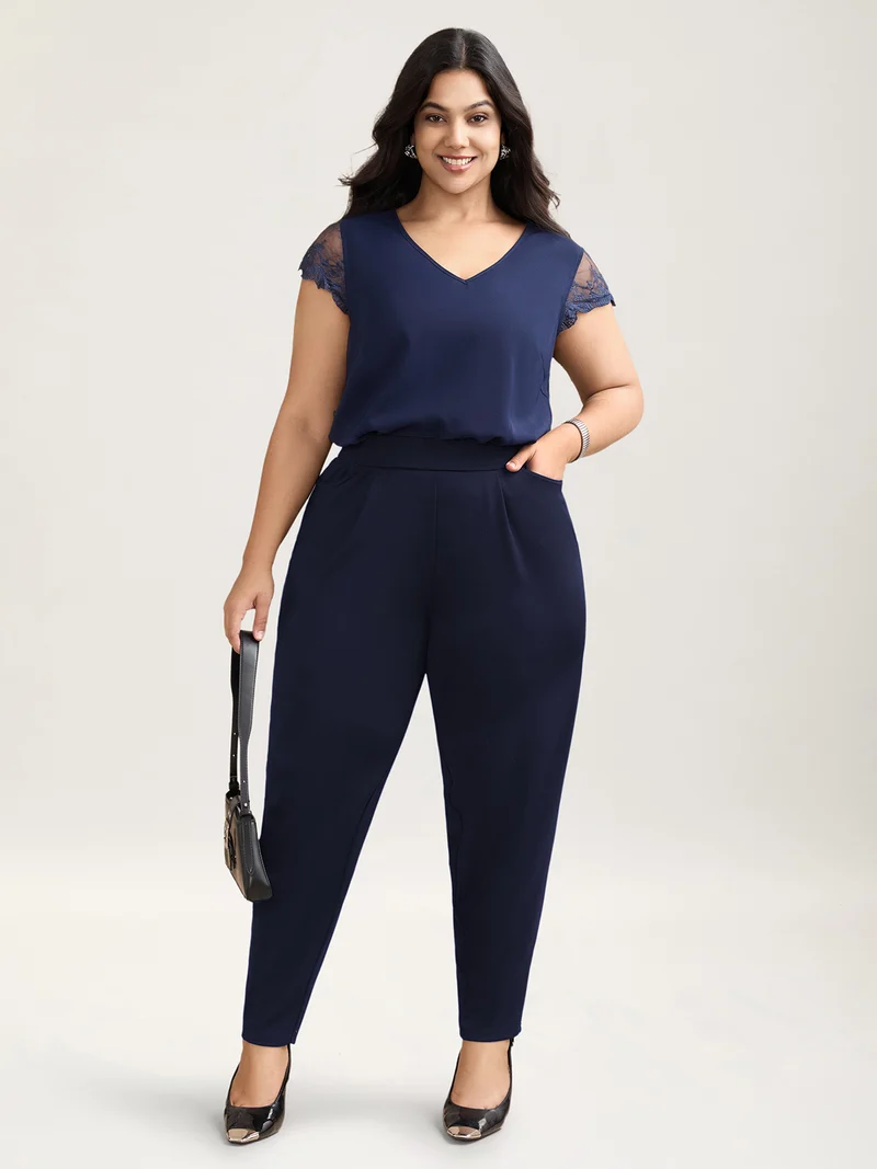 Pleated Stretchy Waist Skinny-Fit Pants