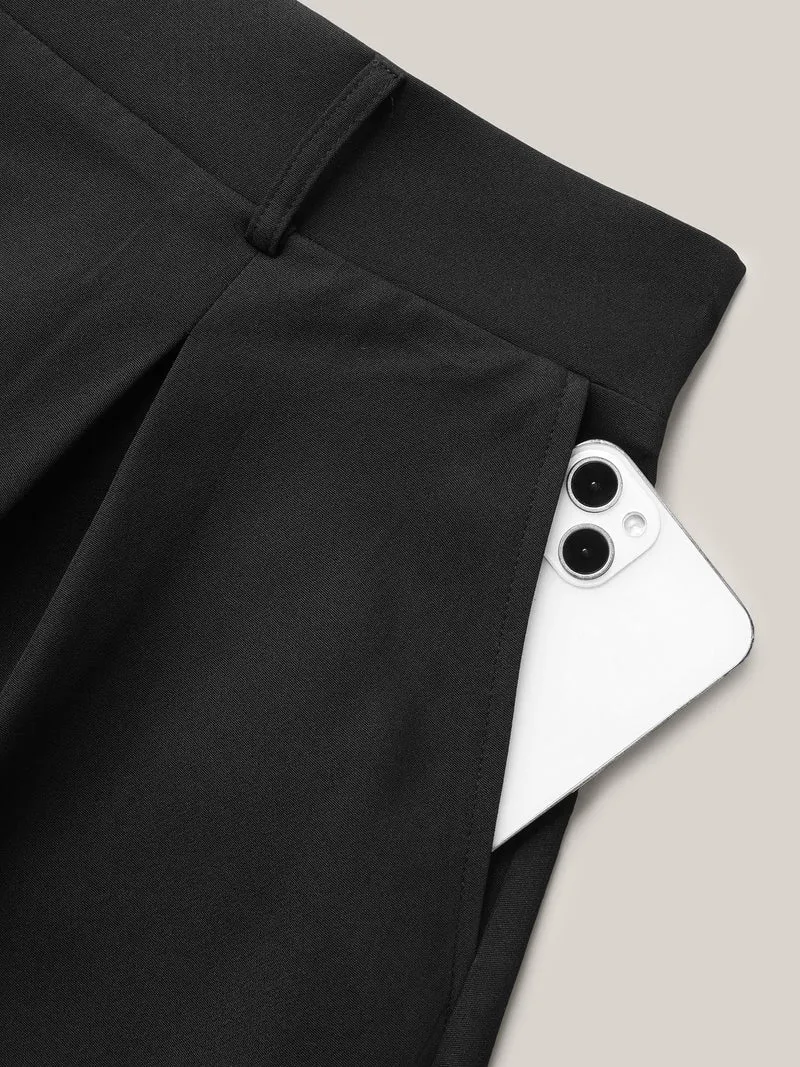 Buckled Button Front Pleated Midi Skirt