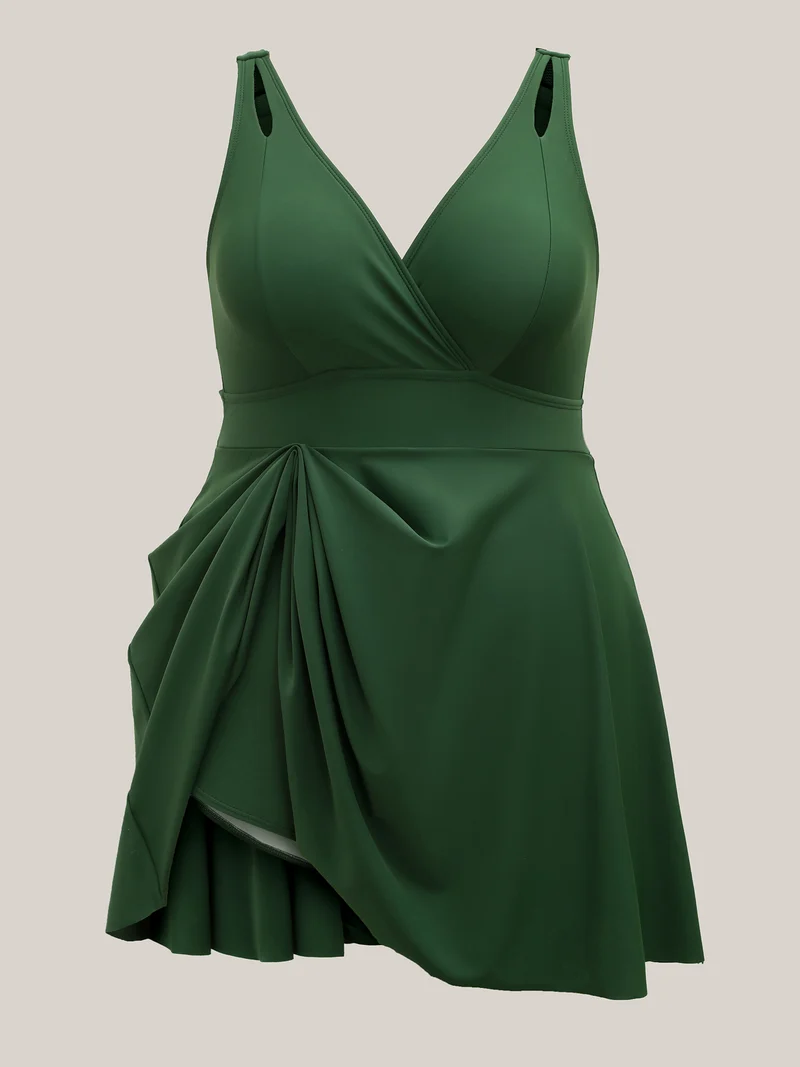 Ruched Seams Cut-Out Swim Dress