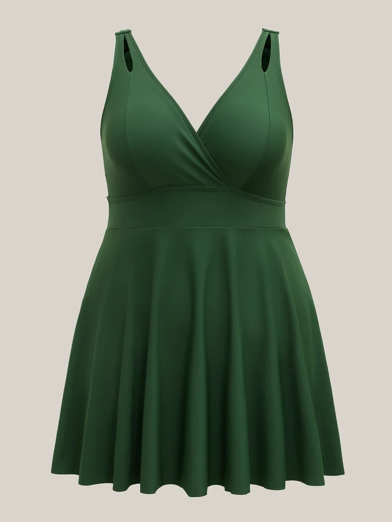 Ruched Seams Cut-Out Swim Dress