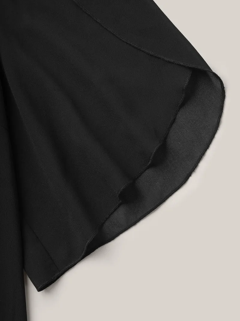 Petal Sleeve Pleated Sheer Shirt