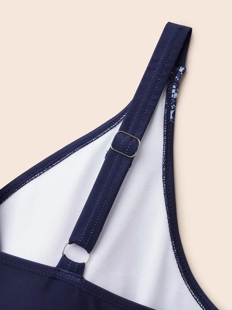 Surplice Neck Boho Ruched One-Piece Swimsuit