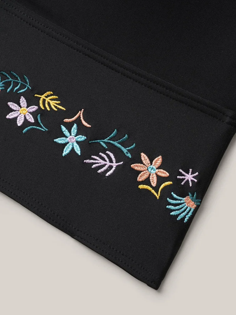 Multi-Color Embroidered Lace Tied Swim Top