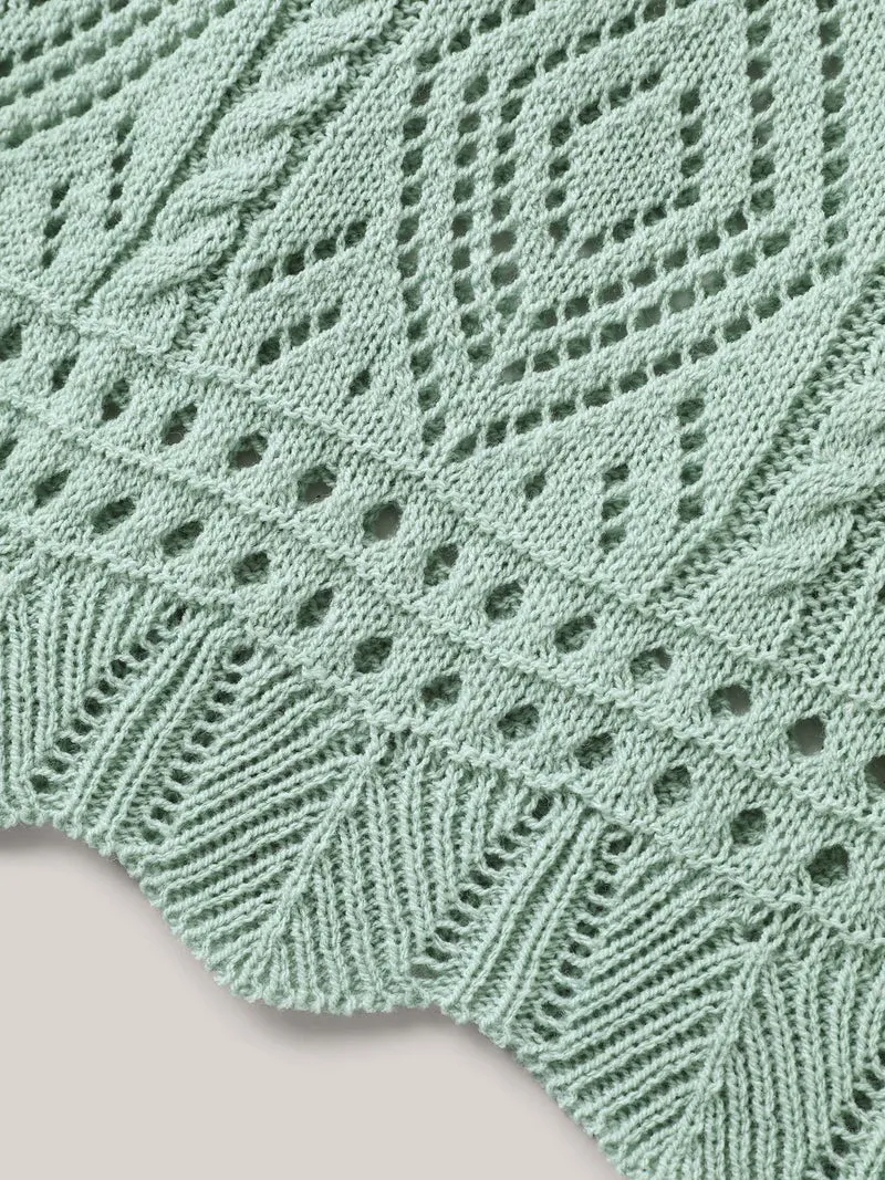 Cut-Out Textured Tied Knit Cardigan