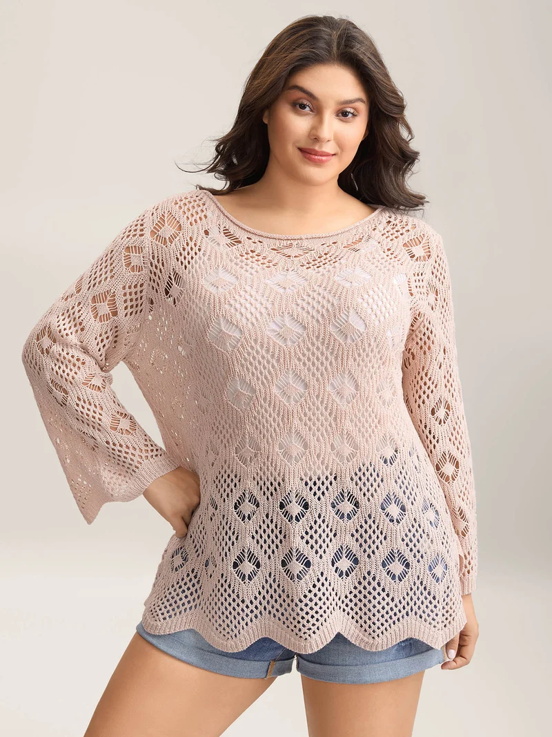 Cut Out Textured Feel Pullover