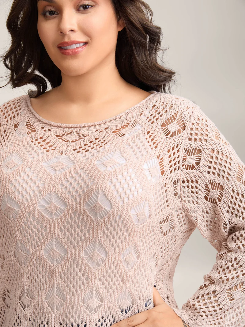 Cut Out Textured Feel Pullover