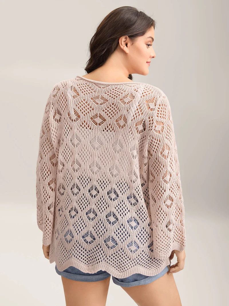 Cut Out Textured Feel Pullover