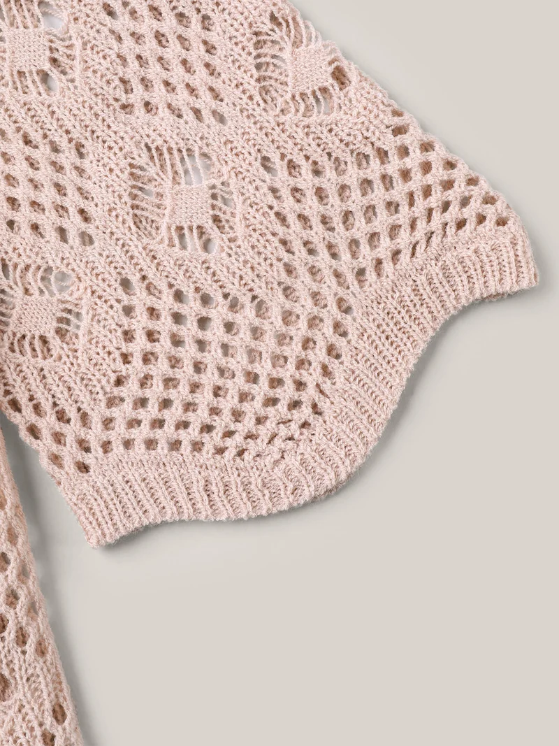 Cut Out Textured Feel Pullover