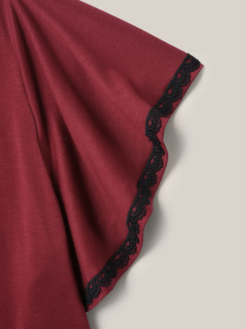 Stretchy Color Contrast Flutter Sleeve T-Shirt