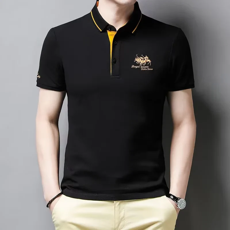 Polo pour homme à manches courtes avec détails brodés