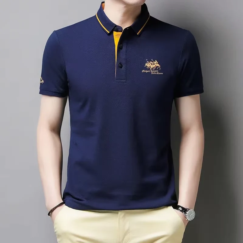 Polo pour homme à manches courtes avec détails brodés