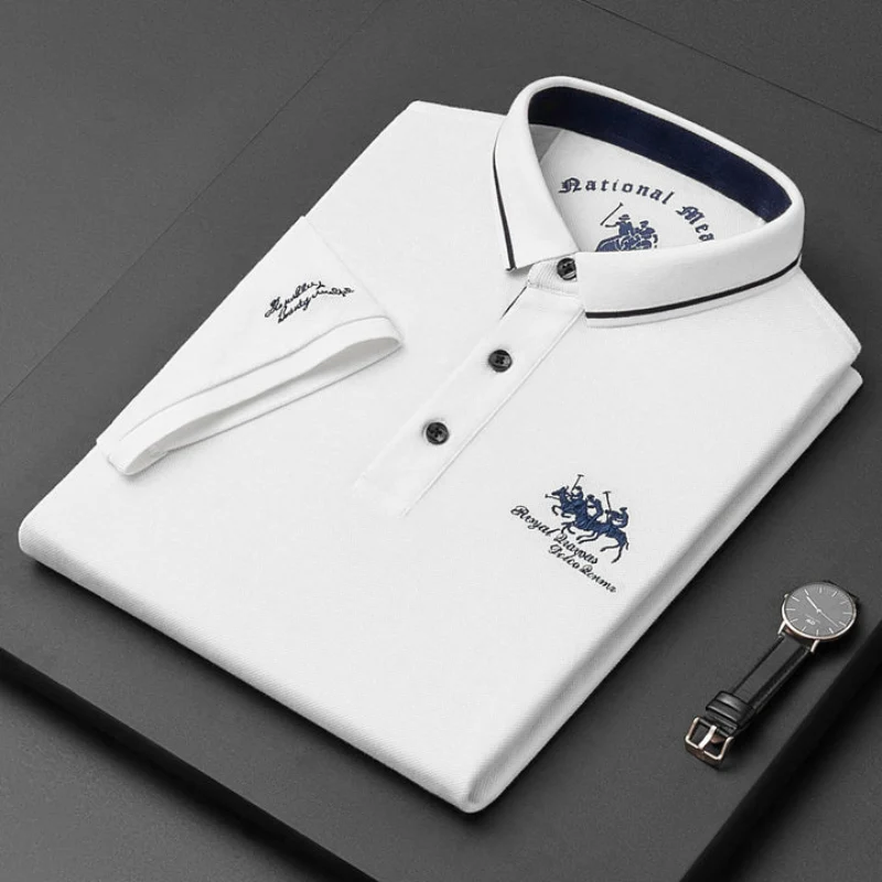 Polo pour homme à manches courtes avec détails brodés