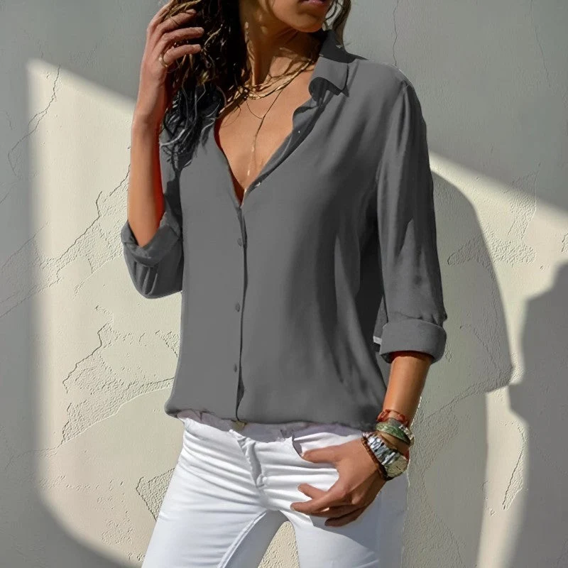 Blouse femme à manches longues avec boutons