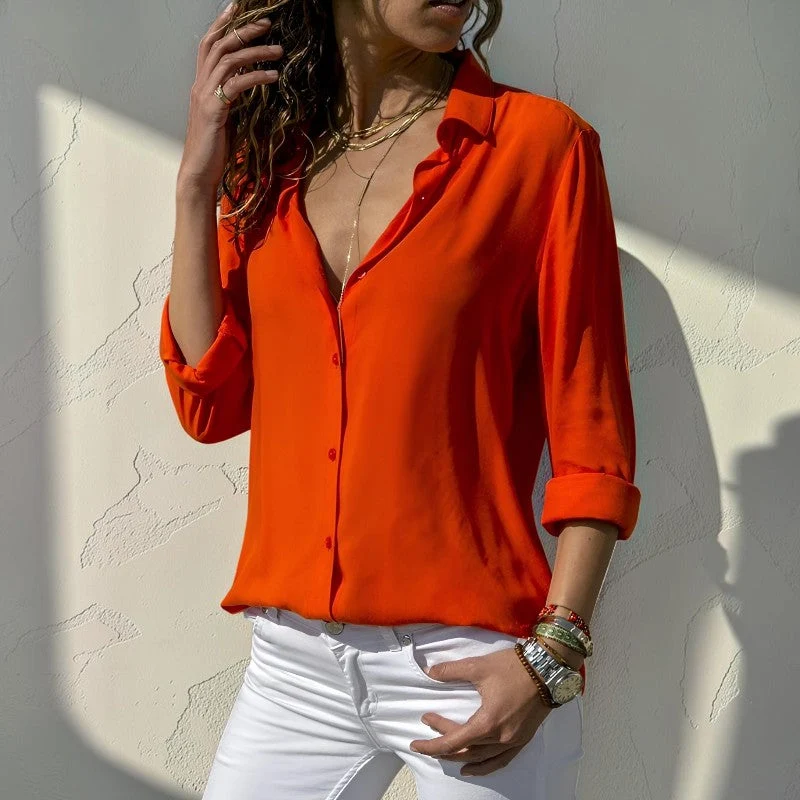 Blouse femme à manches longues avec boutons