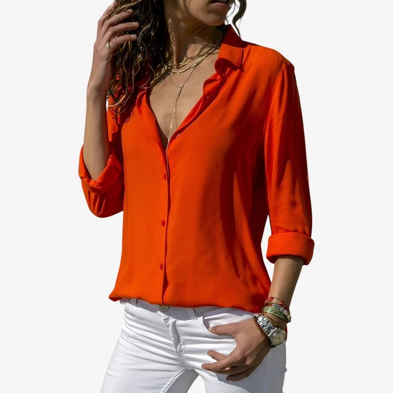 Blouse femme à manches longues avec boutons