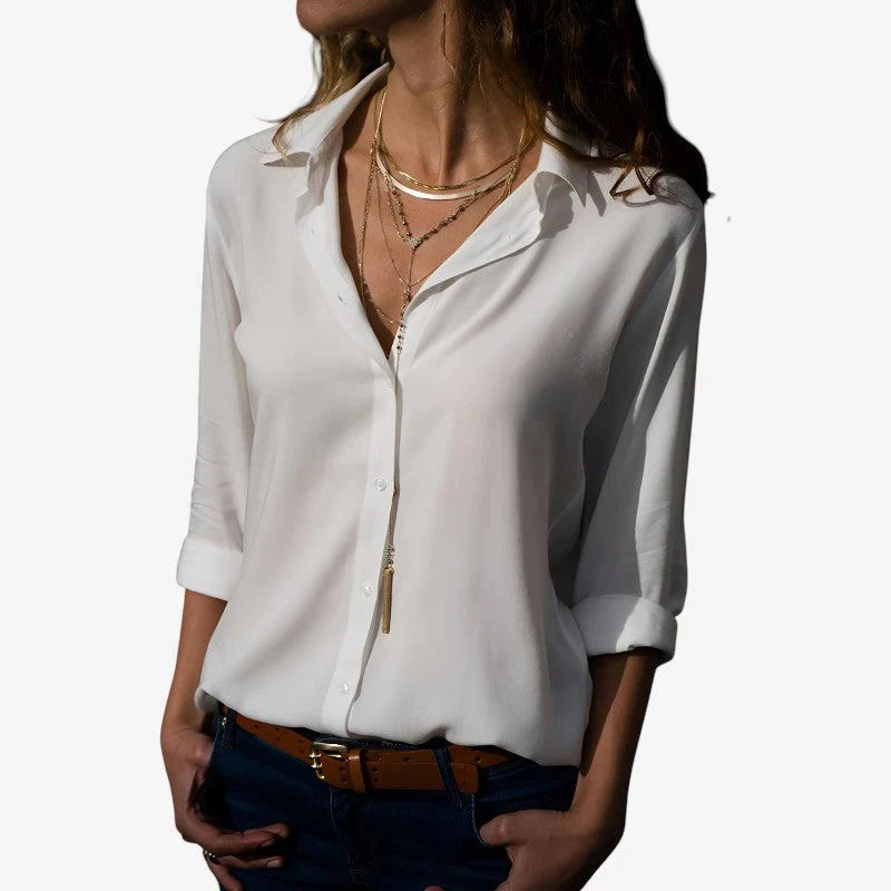 Blouse femme à manches longues avec boutons