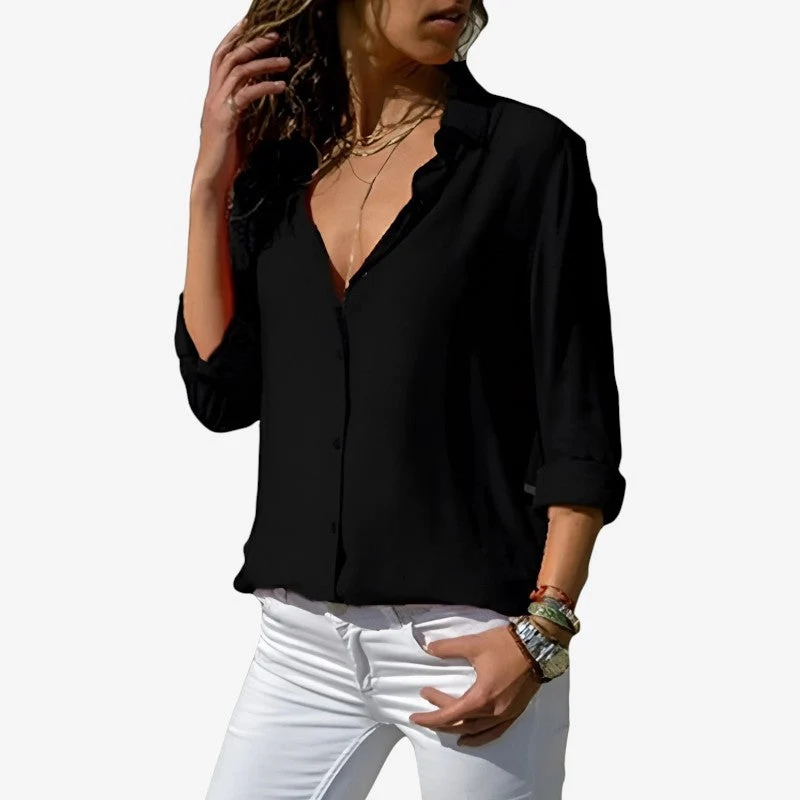 Blouse femme à manches longues avec boutons