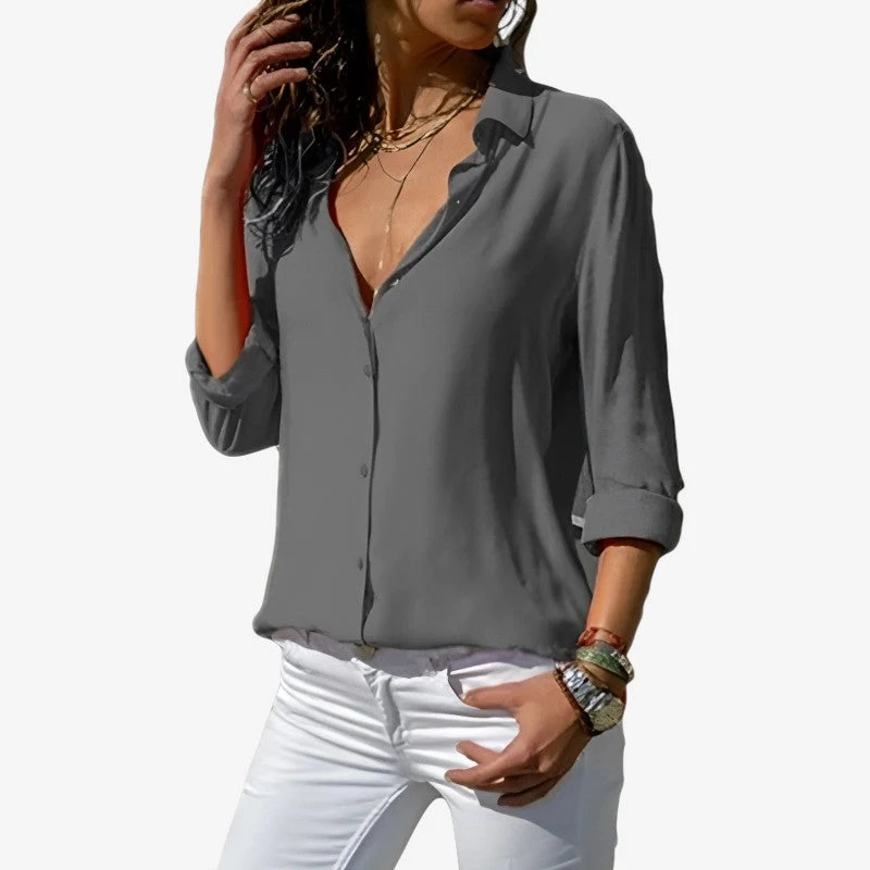 Blouse femme à manches longues avec boutons
