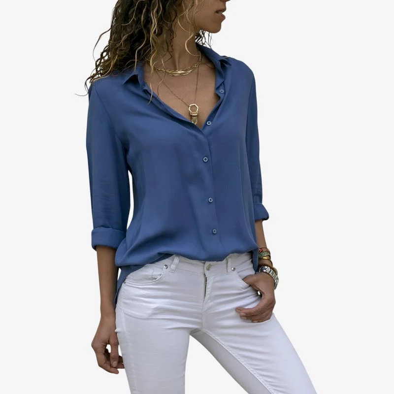 Blouse femme à manches longues avec boutons